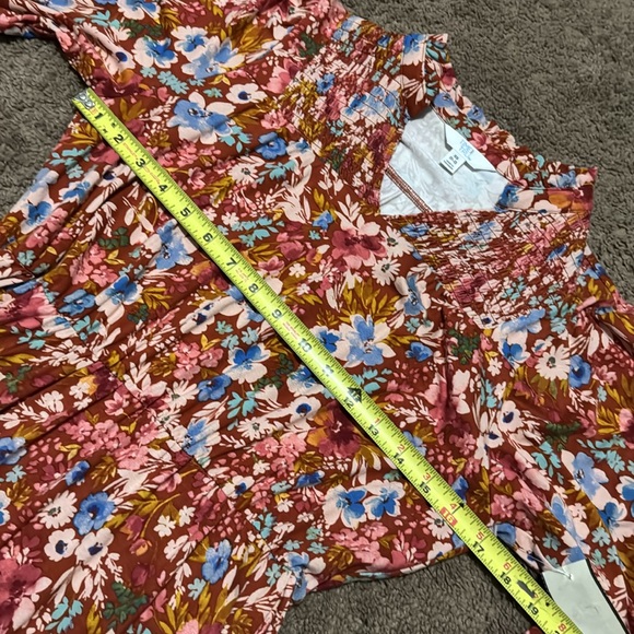 NWT Time & Tru Dress-Sz XS (0-2)-Long Sleeve Floral-Pinks/Blues/Maroon-V Neck - Picture 12 of 15